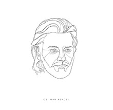 Obi-Wan Kenobi Illustration mit dünnen Linien