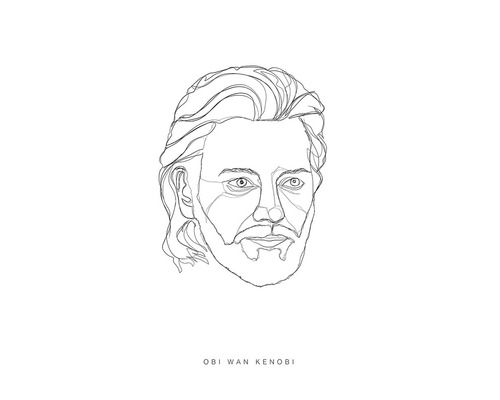 Obi-Wan Kenobi Illustration mit dünnen Linien