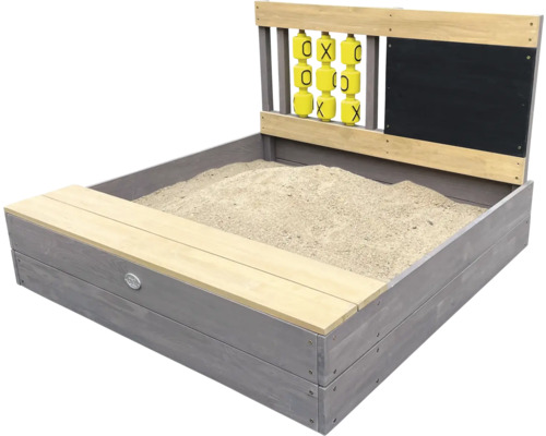 Sandkasten mit Sitzbank, Kreidetafel und Drehspiel