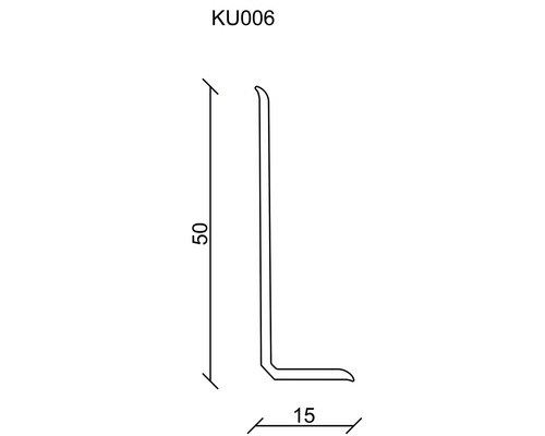 Technische Zeichnung eines Winkelprofils mit den Maßen 50 mal 15 Millimeter