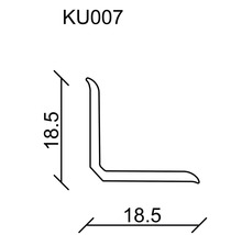 Technische Zeichnung eines Winkelprofils mit den Maßen 18,5 x 18,5 mm.