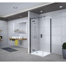 Modernes Badezimmer mit Duschkabine, Waschtisch und Spiegel