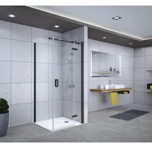 Modernes Badezimmer mit Duschkabine, Waschtisch und Spiegel