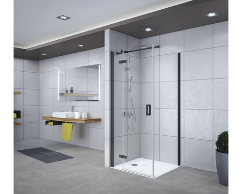Drehtür für Seitenwand Breuer Panorama 120 cm Anschlag links Dekor Satiniert Profilfarbe schwarz Drehtür für Seitenwand Breuer Panorama 120 cm Anschlag links Dekor Satiniert Profilfarbe schwarz