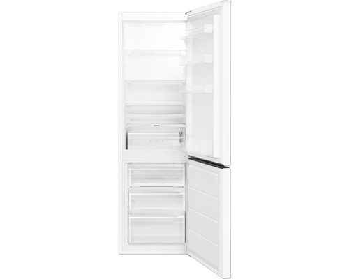 Geöffneter, weißer Kühlschrank mit Gefrierfach unten