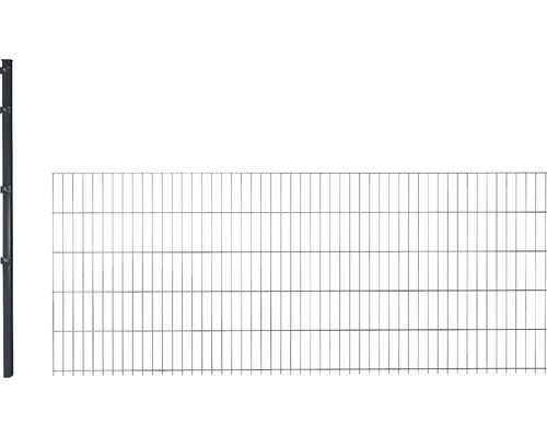 Doppelstabmatten Erweiterungsset 8/6/8 inkl 1 Pfosten mit Klemmhalter 163 cm x 2,5 m, anthrazit