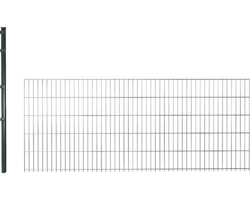 Doppelstabmatten Erweiterungsset 8/6/8 inkl 1 Pfosten mit Klemmhalter 183 cm x 2,5 m, grün