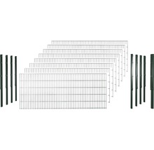 Doppelstabmattenset 8/6/8 inkl Pfosten mit 1 Eckpfosten mit Flachhalter 183 cm x 20 m, grün-thumb-0