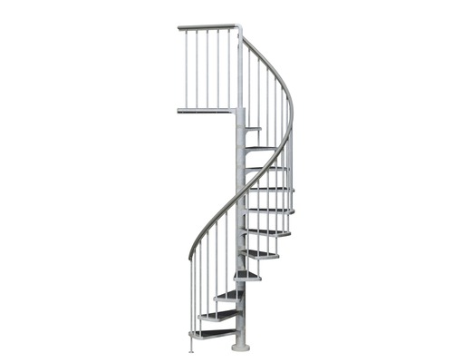 Wendeltreppe aus Metall mit Geländer