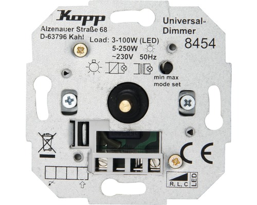 Kopp 845400188 LED Universal Druck Dimmer ohne Nebenstelle bis 100W/250W