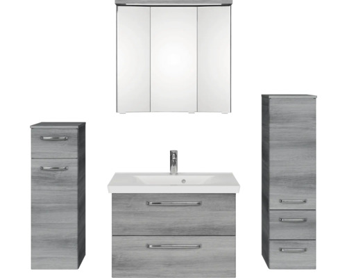 Badezimmer-Set mit Waschtisch, Spiegelschrank und zwei Hochschränken