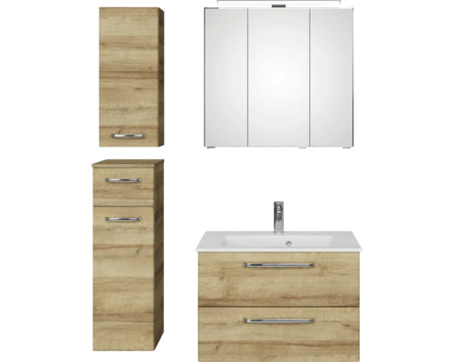Badezimmerset mit Spiegelschrank, Hängeschrank und Waschtischunterschrank