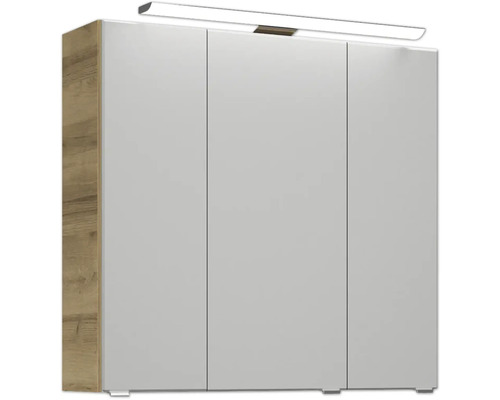 Dreitüriger Badezimmerschrank mit Beleuchtung