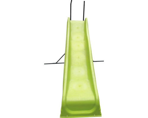 Grüne Kinderrutsche mit schwarzem Gestell