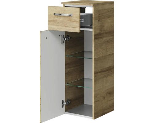 Badezimmer Hochschrank mit Tür, Schublade und Glasböden
