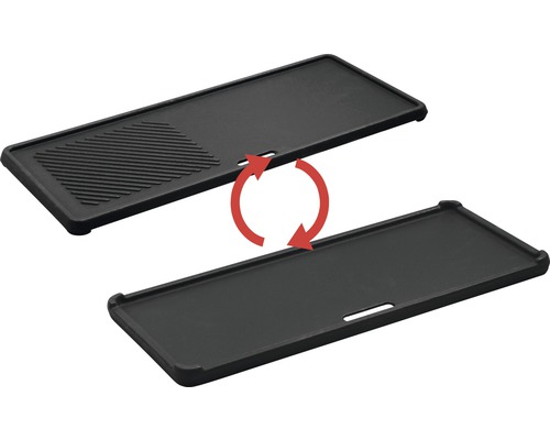 Enders Wendeplatte Grillplatte Gussgrillplatte für 1/3 für Chicago 3 Gusseisen schwarz Wendeplatte aus Gusseisen mit Grillmuster und glatter Seite