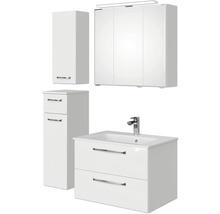 Badezimmermöbelset mit Waschbeckenunterschrank, Spiegelschrank und Hochschrank