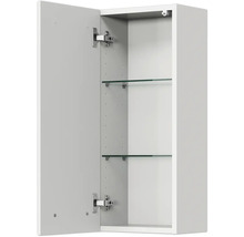 Offener Badezimmerschrank mit zwei Glasböden