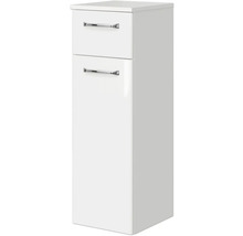 Weißer Badschrank mit zwei Schubladen und Metallgriffen