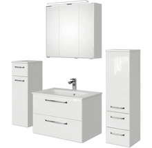 Badmöbel-Set Pelipal Kumba BxHxT 137 x 200 x 50 cm Frontfarbe weiß glanz 5-teilig und mehr mit Mineralguss-Waschtisch weiß, Midischrank und Unterschrank 99.770126092