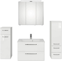 Badmöbel-Set Pelipal Kumba BxHxT 137 x 200 x 50 cm Frontfarbe weiß glanz 5-teilig und mehr mit Mineralguss-Waschtisch weiß, Midischrank und Unterschrank 99.770126092