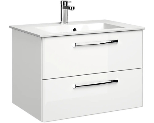 Waschtischunterschrank mit zwei Schubladen und Aufsatzwaschbecken