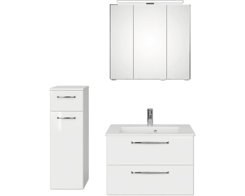 Badezimmermöbelset mit Spiegelschrank, Waschbeckenunterschrank und Seitenschrank