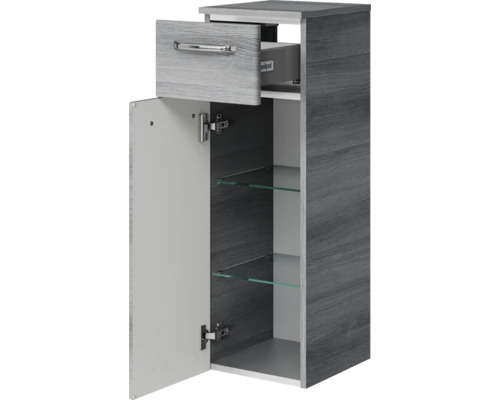 Hochschrank mit Schublade, Tür und Glasböden für Badezimmer