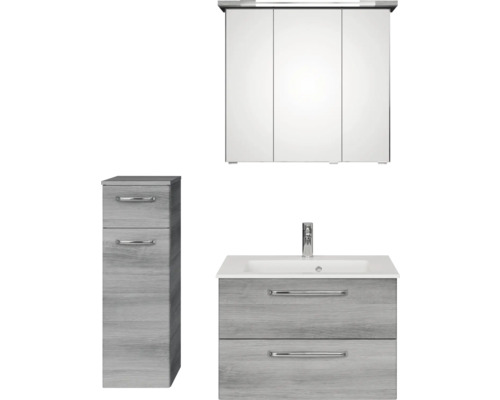 Badmöbelset mit Spiegelschrank, Waschbeckenunterschrank und Hochschrank