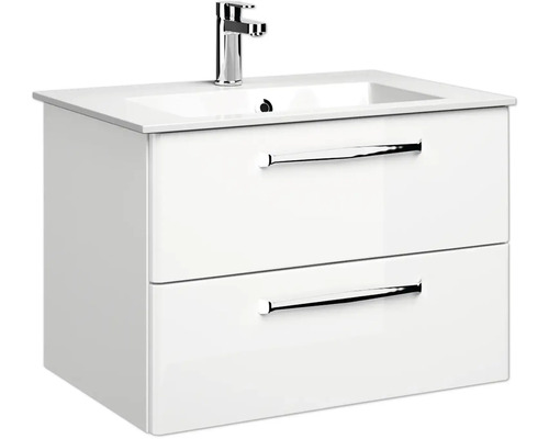 Waschtischunterschrank mit zwei Schubladen und Aufsatzwaschbecken