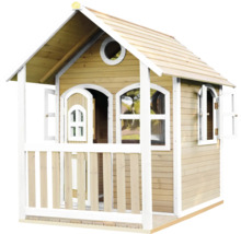 Spielhaus aus Holz mit Veranda, Fenstern und Tür