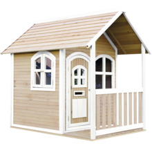 Spielhaus aus Holz mit Veranda, Fenstern und Tür