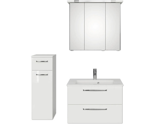 Badezimmerset mit Waschtischunterschrank, Spiegelschrank und Seitenschrank