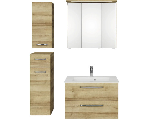 Badezimmerset mit Spiegelschrank, Waschbeckenunterschrank und Hochschrank