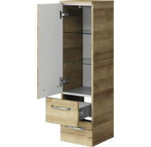 Badmöbel-Set Pelipal Kumba BxHxT 137 x 200 x 50 cm Frontfarbe eiche riviera 5-teilig mit Mineralguss-Waschtisch weiß, Midischrank, Unterschrank und Wandschrank 99.770121473