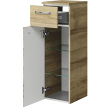 Badmöbel-Set Pelipal Kumba BxHxT 137 x 200 x 50 cm Frontfarbe eiche riviera Badmöbelset 5-teilig und mehr mit Waschtisch Mineralmarmor weiß und Mineralguss-Waschtisch Waschtischunterschrank Spiegelschrank mit LED-Beleuchtung Hochschrank Unterschrank-thumb-6