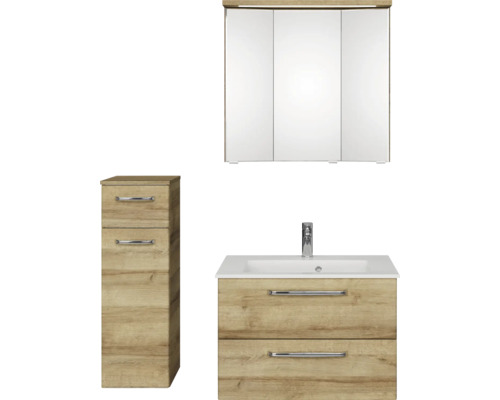 Badezimmerset mit Spiegelschrank, Waschbeckenunterschrank und Seitenschrank