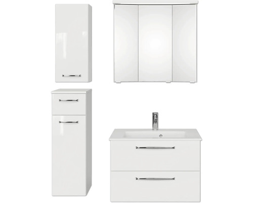 Badezimmerset mit Spiegelschrank, Hängeschrank, Unterschrank und Waschtisch