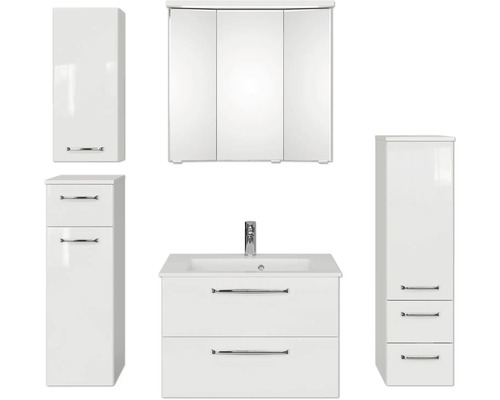 Badezimmer Set mit Waschtisch, Spiegelschrank und Hochschränken