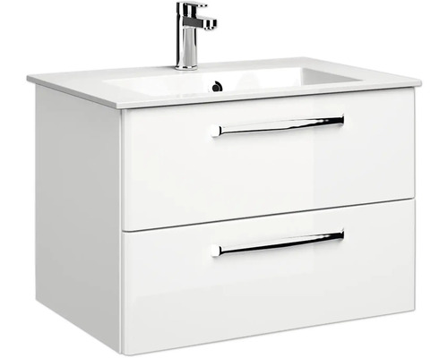 Waschtischunterschrank mit zwei Schubladen und Aufsatzwaschbecken