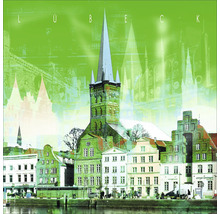 Lübeck Stadtbild mit Holstentor und St. Marien Kirche