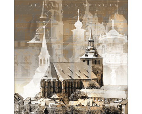 Glasbild Lüneburg St. Michaeliskirche sepia 50x50 cm