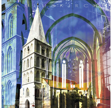 Illustration einer Kirche mit Turm