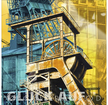 Illustration einer alten Industrieanlage mit Treppen
