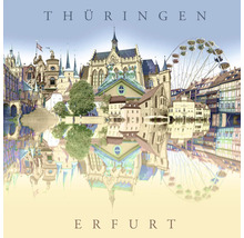 Skyline von Erfurt in Thüringen mit Gebäuden und Spiegelung