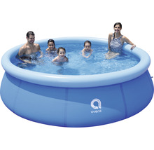 Aufblasbarer Pool mit Familie im Wasser und Avenli Logo.