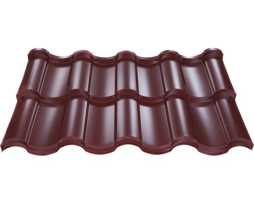 PRECIT Metallziegel Monaco Oxidrot RAL 3009 745 mm x 1181 mm x 0,5 mm Dachziegel aus Metall