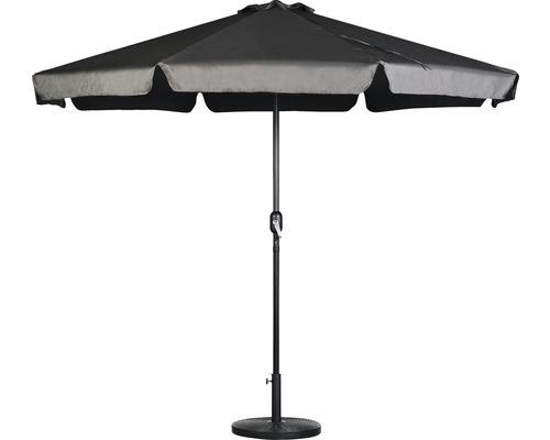 Mittelstockschirm GARDEN PLACE Ø 300 cm dunkelgrau mit UV-Schutz 30, wasserabweisende Polyesterbespannung, leichte Aufspannung per Kurbel Schirm für den Garten mit rundem Fuß