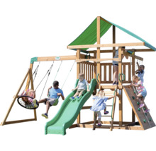 Kinderspielplatz mit Schaukeln, Rutsche, Kletterwand und Spielhaus für den Garten