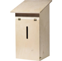 Holzbriefkasten mit schrägem Dach und Briefschlitz